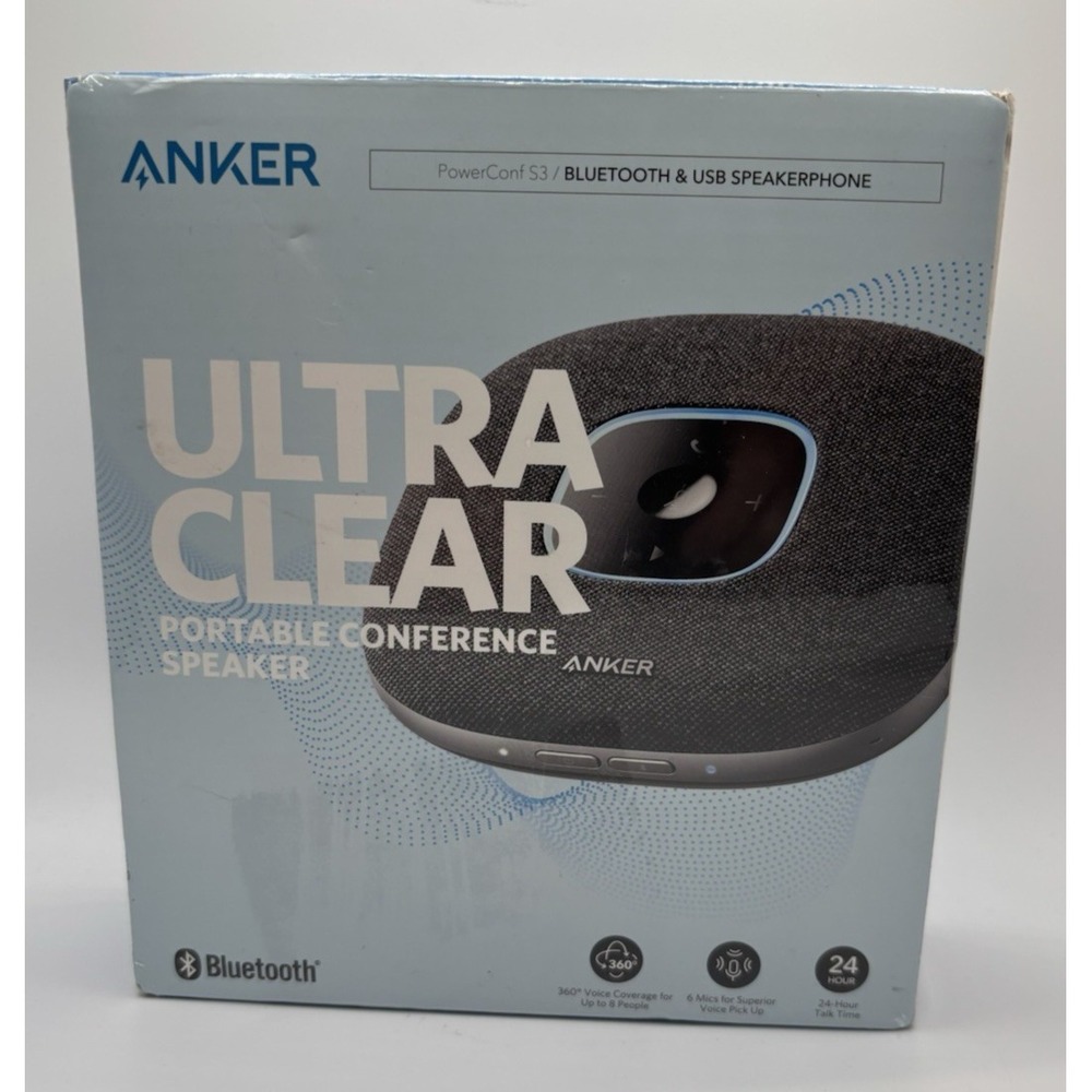 Anker‎ S3 Ultra Clear Portable Conference Speaker/Phone-Bluetooth/ USB Black